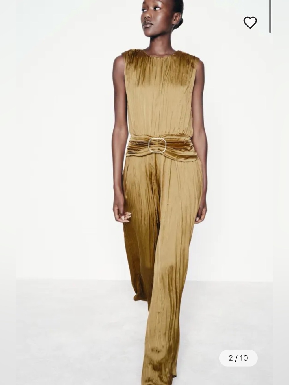Zara pleated satin jumpsuit sleeveless design and a metal buckle belt size Small